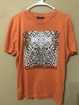 NWT Cavalli Class Cheetah Print Cotton T Shirt Men Size Medium. B1