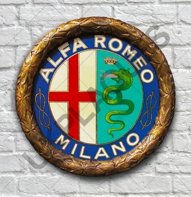 ALFA ROMEO BADGE 2FT LARGE GARAGE SIGN WALL PLAQUE CLASSIC CAR 1925-1946 MANCAVE - Image 1 of 4