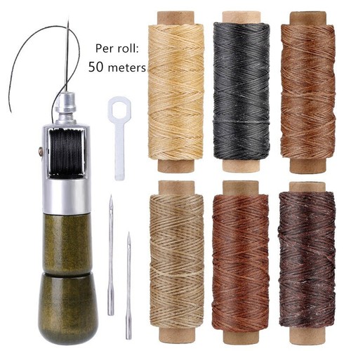 Leather Sewing Awl Thread Kit Machine Speedy Stitcher Shoes Canvas Repair Tool - Picture 19 of 22