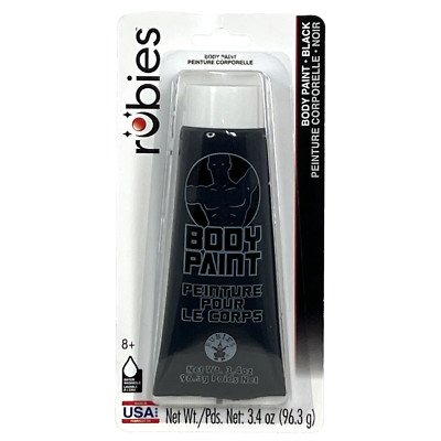 Body Paint Black Color 3.4 oz Water Washable Made in the USA by Rubies