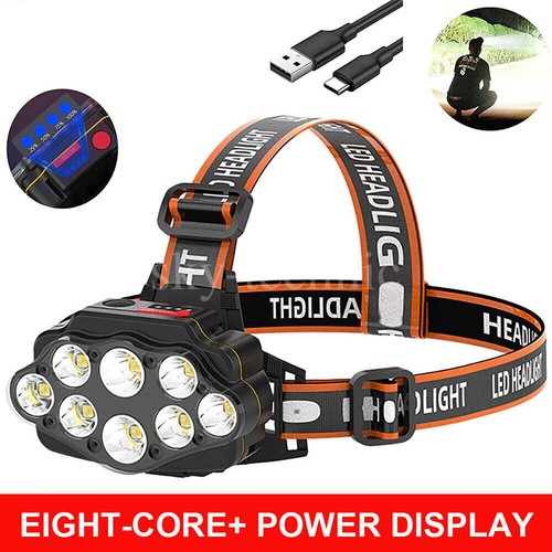 LED Stirnlampe Scheinwerfer Kopflampe USB Wiederaufladbar Wasserdicht + Akku NEU - Picture 22 of 22