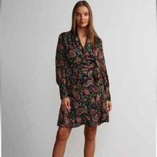 New York Company Long Sleeve Burn Out Paisley Mini Dress MULTI COLOR size M