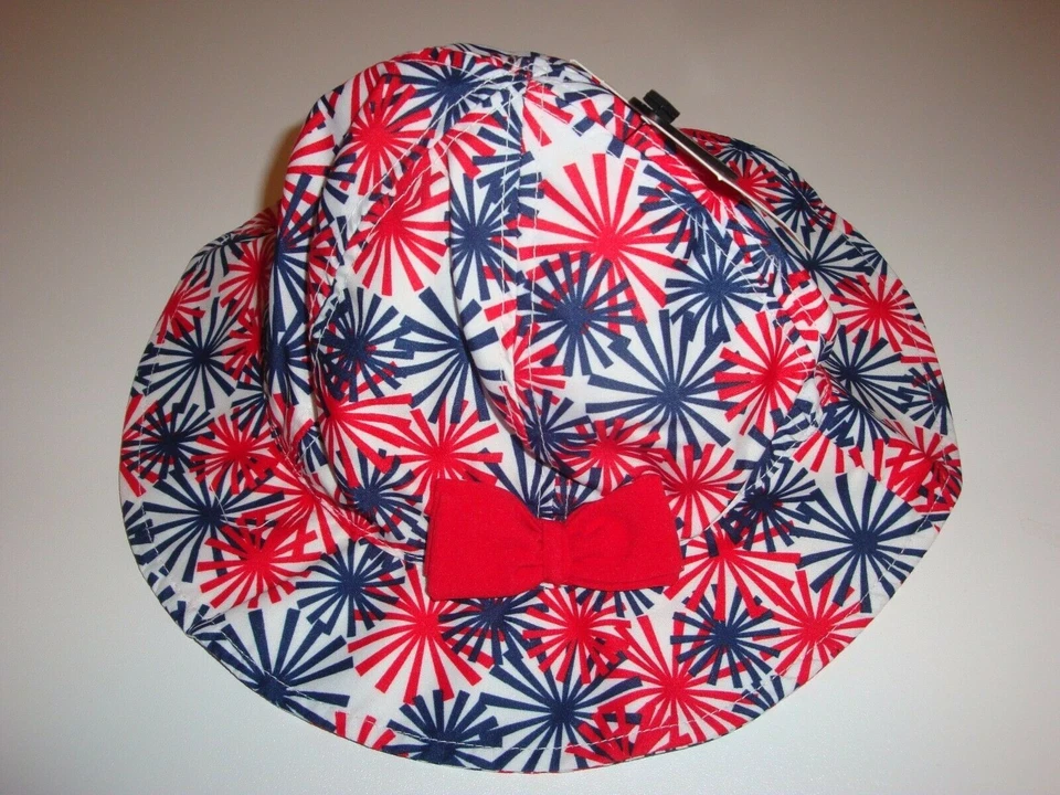Sombrero cubo rojo blanco y azul floppy fuegos artificiales ~ talla 2-4T ~ nuevo con etiquetas Foto 3 de 4