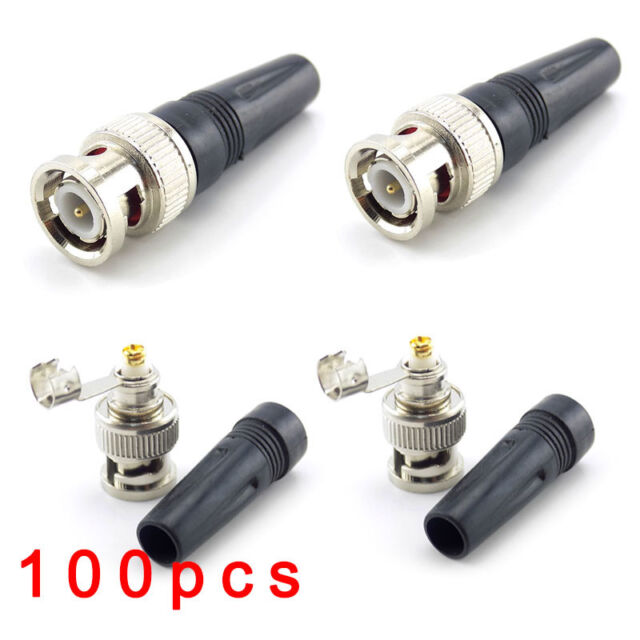 100Pcs BNC Male Connector For Twist-On Coaxial RG59 Cable CCTV Accessories