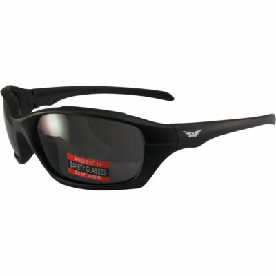 Sunsation 3 Motorcycle Safety Sunglasses Matte Black Frames Smoke Lens ANSI