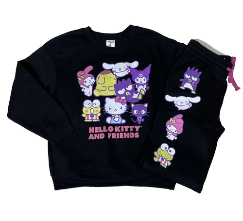 Hello Kitty And Friends Sweatshirt & Joggers Set Juniors Large 11-12 Black - Picture 2 of 12