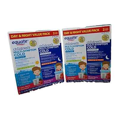Equate Children's Daytime/Nighttime Multi-Symptom Cold Liquid, 4 fl oz- X2