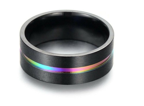 Anillo Milo - Titanio negro para hombre - Raya arco iris - Imagen 16 de 16