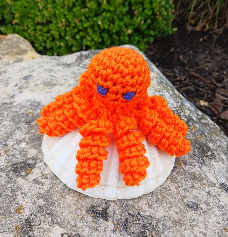 Catnip Octopus Cat Toy. Orange Handmade Toy  Crochet Cat Toy w/ Organic Catnip.