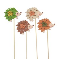 Blumenstecker Holz Igel Herbstdeko Braun GrüN 8×6Cm 12Er Set, 12 StüCk