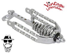 ORIGINAL F&R Vintage Lowrider Chrome Double Square Twist Suspension Fork Slammer