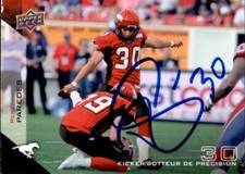 Rene Paredes Signed 2014 Upper Deck CFL Football card #18 Calgary Stampeders