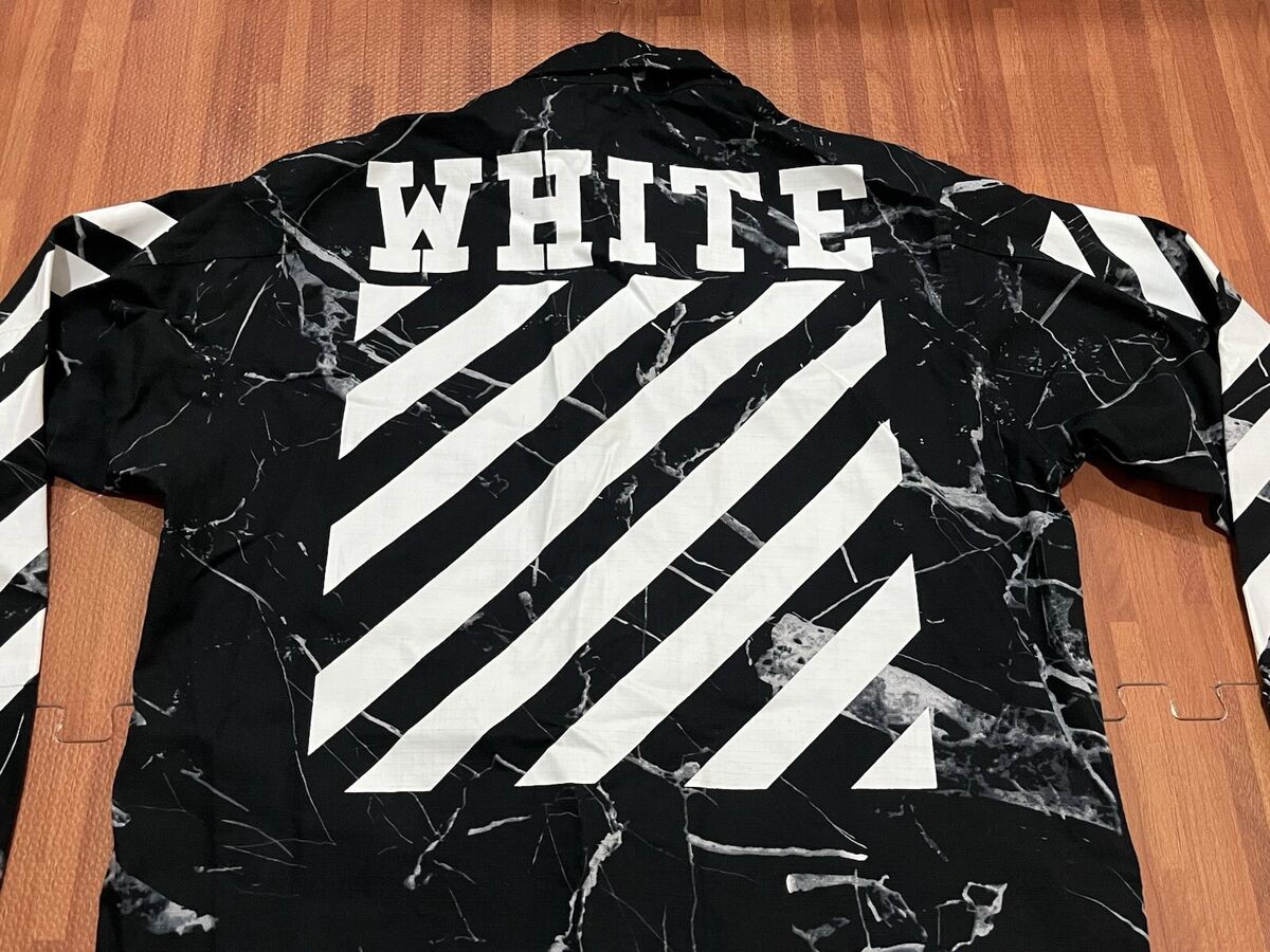 Off-White Virgil Abloh Size Large Black White Marble Print Off-White Virgil Abloh Size Large Black White Marble Print