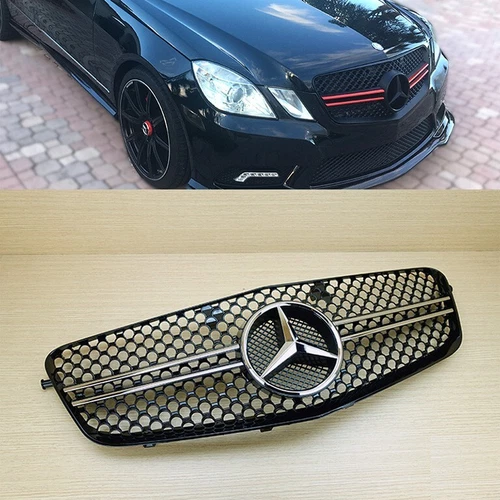 Gloss Black Front Grille ( Chrome Star ) Fit BENZ E-Class W212 10-13 Sedan/Wagon