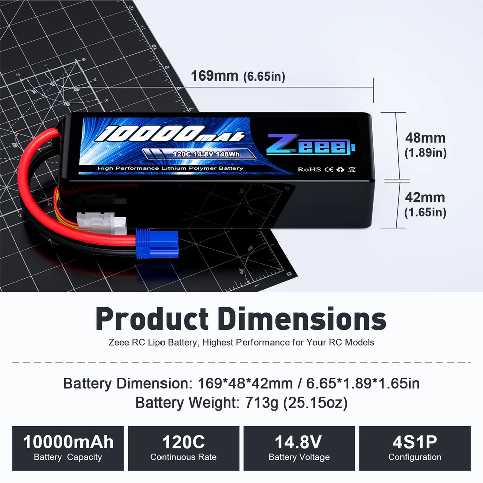 2x Zeee 4S Lipo Battery 10000mAh 14.8V 120C EC5 for Xmaxx RC Car Truck Tank - Image 3 of 4