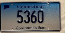 LICENSE PLATE CONNECTICUT  5360 NO STICKER