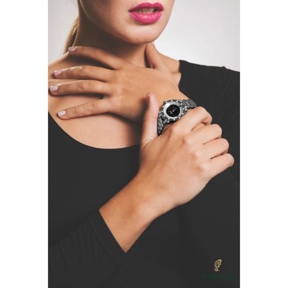 Matashi 18K White Gold Plated Women's Luxury Watch w/ Crystals & Adjustable Band - Image 2 of 4