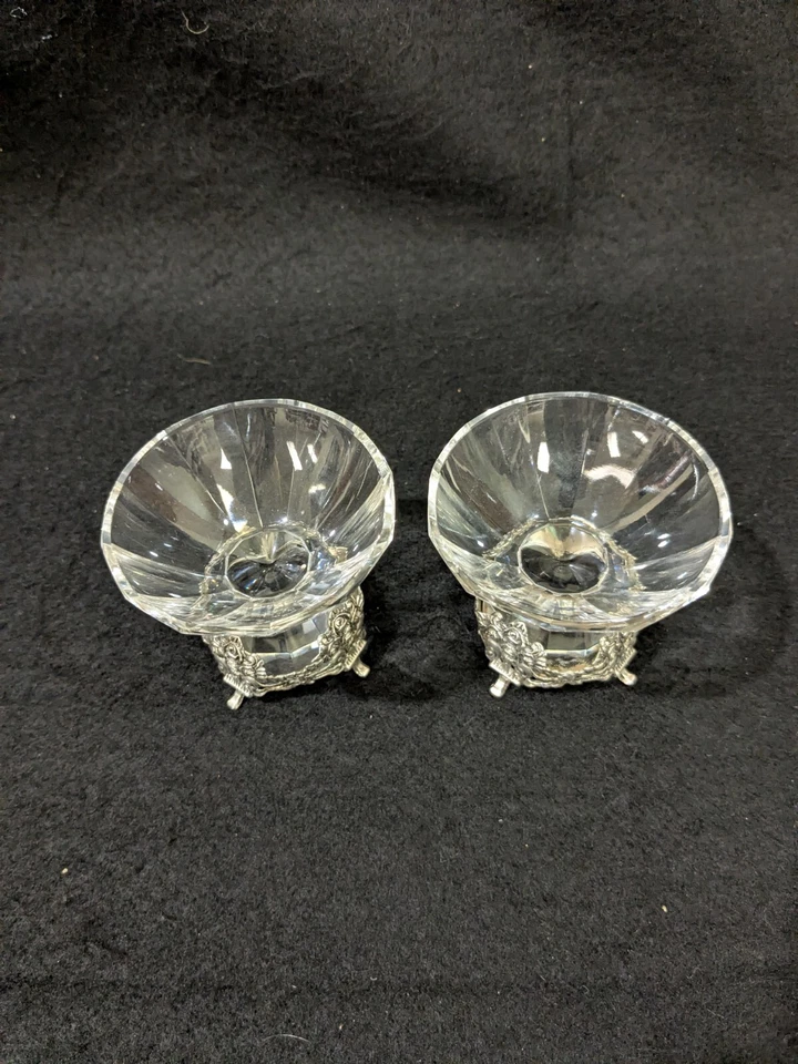 Par de De Colección. Bodegas alemanas de plata de ley y cristal .925 con patrón de rosa Foto 3 de 4