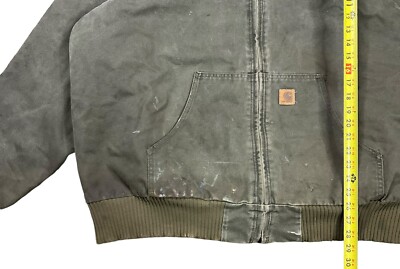 Vintage Carhartt J130 MOS Quilted Hooded Duck Jacket Moss Green