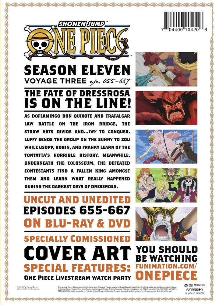 One Piece Season 11 Part 3 BLURAY/DVD SET (Eps # 655-667) (Uncut