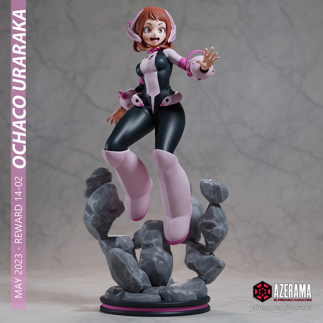 Ochaco Uraraka, My Hero Academia, sexy Pin-Up, Figur, 3D Druck, UNBEMALT