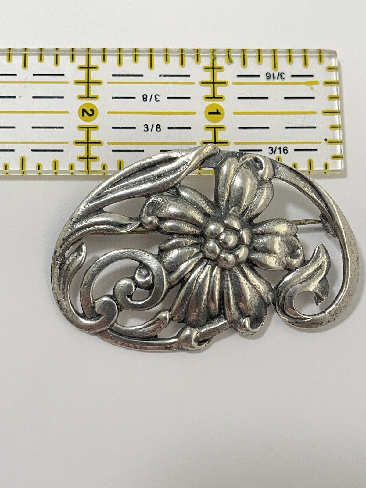 Vintage 925 Sterling Silver Single Flower Stamped - image 9