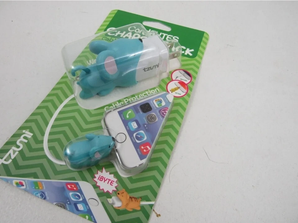 Tzumi CordBYTES Lote de 2 Mouse Paquete de Carga Cargador de Pared Cable Enchufe Protectores Foto 3 de 4