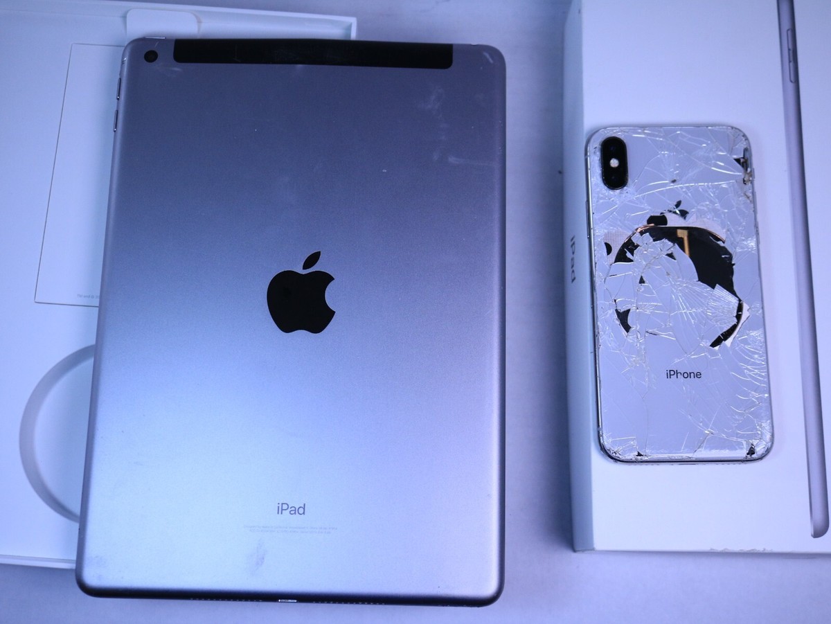 Apple iPhone X Silver - iPad Air 2 Cracked LCD - Has Power
