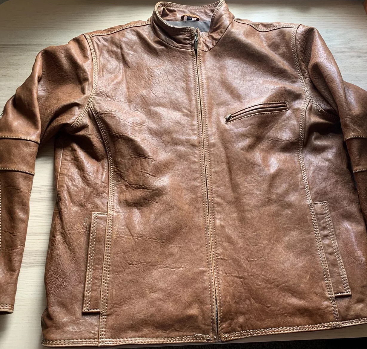 Cigar Brown Soft Leather Jacket Size 