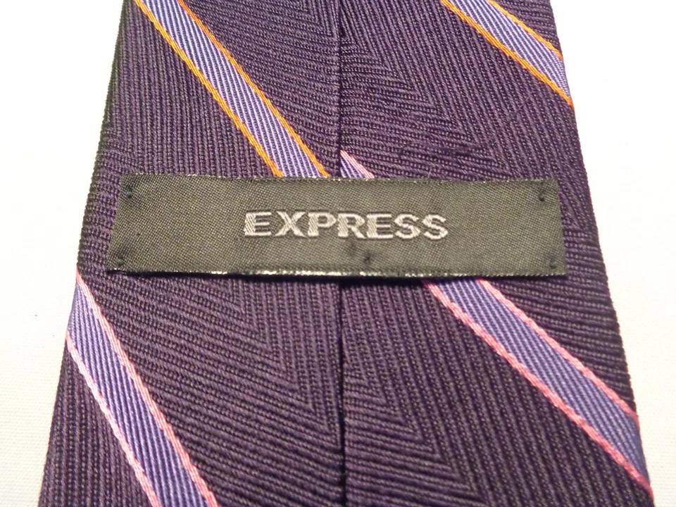 CORBATA HOMBRE EXPRESS MORADO PROFUNDO RAYAS 62x3,75 EXTRA LARGA Foto 4 de 4
