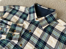 IZOD Flannel Shirt Mens L/G Blue White Plaid Long Sleeve Button Up Pocket Casual