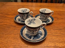 NM Porcelain Co. Blue Willow Demitasse Cups  Saucers made in Occupied Japan 3 