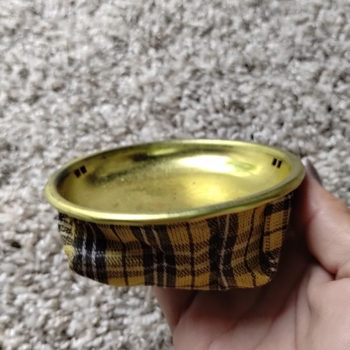 VINTAGE BEAN BAG ASHTRAY TAN AND BLACK PLAID MCM eBay