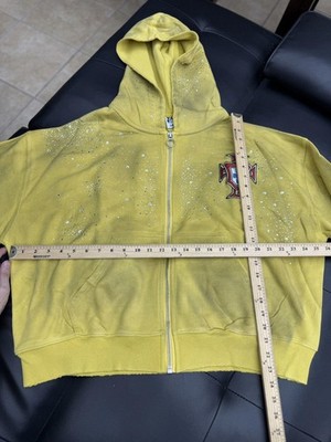 Valley Hoodie Stone Zip Up Yellow Crystals Size Large (NEW