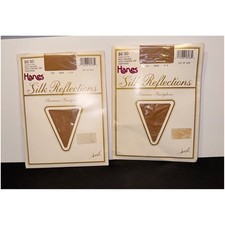 2 Hanes Silk Reflections Silky Shimmer Pantyhose Gold Sz CD Light Control Top