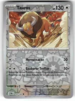Pokemon Scarlet & Violet Prismatic Evolutions Tauros #152/182 Reverse Holo DE