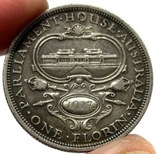 1927 Australia Silver 1 Florin King George V Coin Extremely Fine