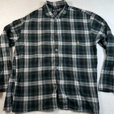Polo Ralph Lauren Pajama Top Mens Large Green Plaid Flannel Long Sleeve Sleep