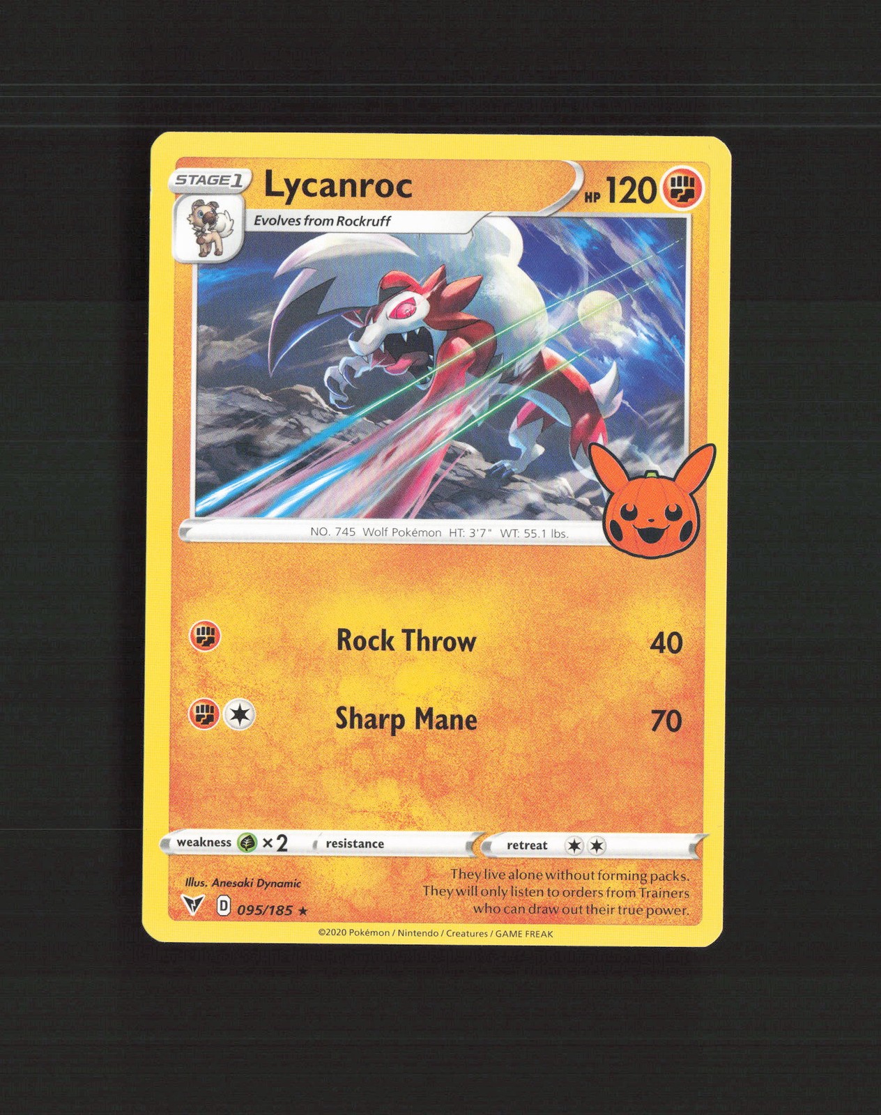 Lycanroc 095/185 Vivid Voltage Stamped Rare Pokemon Card LP