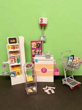 Barbie Möbel , Supermarkt Geschäft, Lebensmittel, Einkaufswagen ￼