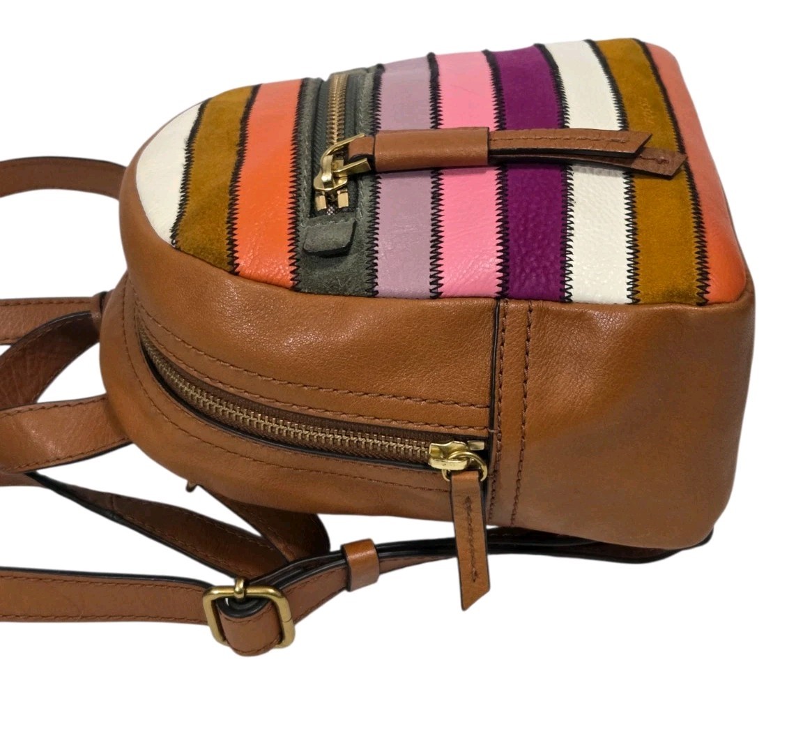 Fossil Megan Mini Backpack Bag Patchwork Rainbow … - image 10