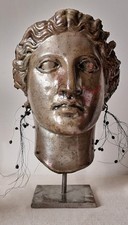 Outstanding Signed Mounted Ceramic Raku Sculpture Of Minerva By Maria Marinoglou