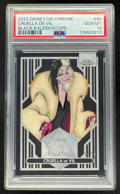 2023 Topps Chrome Disney 100 Black Kaleidoscope #90 Cruella de Vil /10 PSA 10