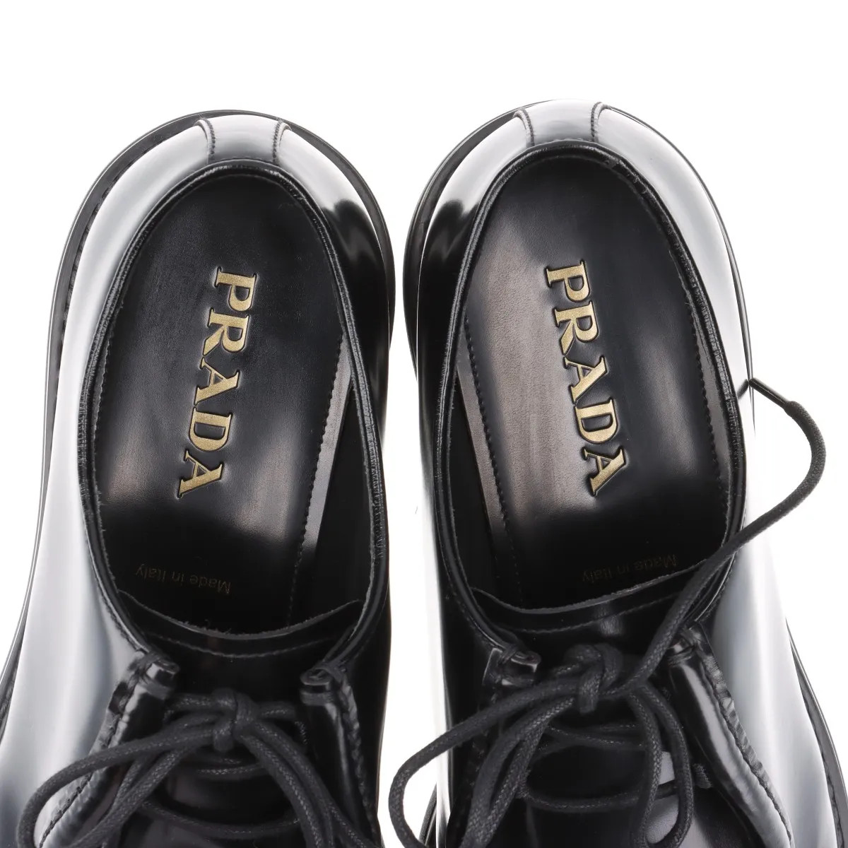 Prada Diapason Leather Leather shoes 9 1/2 Men's Black