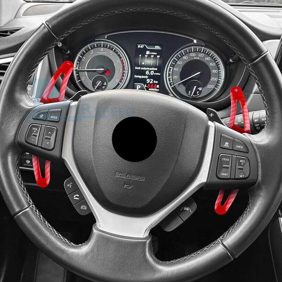 For Suzuki Swift Ciaz Steering Wheel Paddle Shifter Extension Red Carbon Print - Image 4 of 4