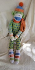 Vintage Sock Monkey Magnetic Hands Green Blue Orange 22