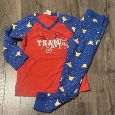 Girls 6 Holiday Pajama Set Christmas Sleepwear Reindeer Santa EUC