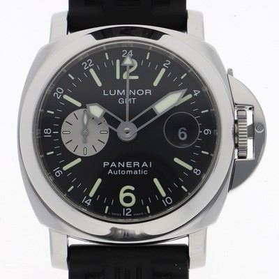 PANERAI PAM0008 LUMINOR GMT black Dial Automatic Stainless Steel Rubber Men s