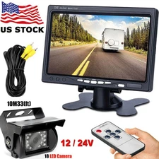 7" Rear View Backup Camera and Monitor Kit for 12-24V Caravan Trailer Truck Bus