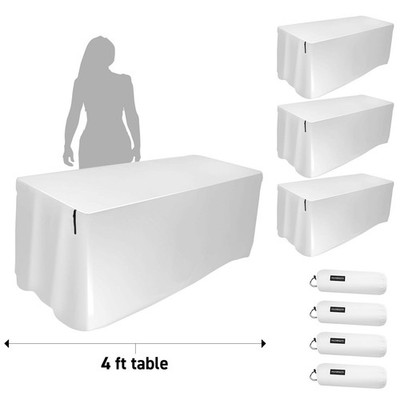 Pro DJ Event Banquet Hall Table Scrim 4' White Covers Cable Holes & Free Bag 4Pk